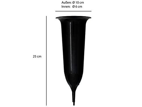 Selldorado Grabvase mit Erdspieß 24 x 10 cm - Friedhofsvase zum dekorieren - Friedhofsvase aus Kunststoff- Blumenvase für den Friedhof