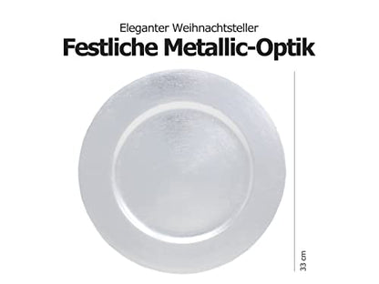 Selldorado 2x dekorativer XXL Weihnachtsteller / Speiseteller in Silber - Teller für Weihnachtsgebäck - weihnachtliche Dekoration - Dekoteller mit Weihnachtsmotiven