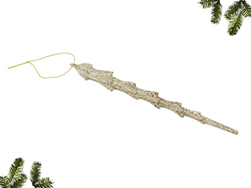 Selldorado® 8X Eiszapfen Weihnachtsbaum zum dekorieren - Baumschmuck Zapfen aus Kunststoff - Christbaumschmuck Eiszapfen in Gold und Silber 18,5 cm