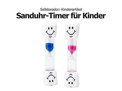 Selldorado® 2 Stück 3 min Sanduhr Zähneputzen Kinder - Zahnputzuhr in Grün, Gelb, Orange - Zahnputz Timer Kinder