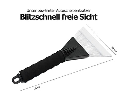 Selldorado® 3er Set bestehend aus XXL Eiskratzer Auto mit Besen 53 x 10 cm - Eiskratzer mit Softgriff 26 x 13 cm - Parkscheibe mit Einkaufschip - Autozubehör (2X Eiskratzer. 1x Parkuhr)