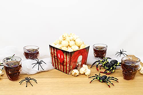 Selldorado 12x Halloween Popcorn Eimer - Popcorn Becher Clown Es - Popcorn Schüssel für den gruseligen Halloween Abend - Fingerfood Schalen, Snack-Teller (Behälter)