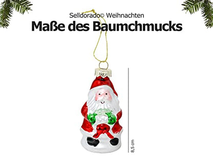 Selldorado® 6X Christbaumanhänger aus Glas, Weihnachtsanhänger, Christbaumschmuck, Weihnachtsbaum Deko (6 Stück)