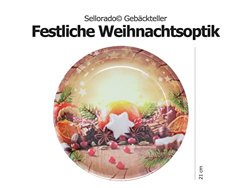 Selldorado Dekoteller mit Weihnachtsmotiven aus Metall - Teller für Weihnachtsgebäck - weihnachtliche Dekoration - dekorativer Weihnachtsteller