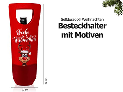 Selldorado® 2X XXL Flaschentüten Weihnachten - Geschenktüten Weintragetasche - Weinflaschen Taschen 37 x 10 cm - Geschenkverpackungen für Weihnachten (2 Stück Reentier)