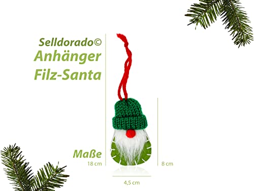 Selldorado® 8X Weihnachtsaufhänger aus Filz Santa Claus - Weihnachtanhänger in der Größe von 8x5 cm - Weihnachtswichtel