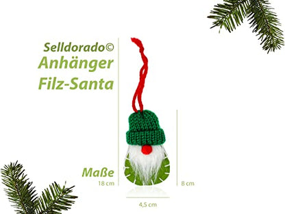 Selldorado® 8X Weihnachtsaufhänger aus Filz Santa Claus - Weihnachtanhänger in der Größe von 8x5 cm - Weihnachtswichtel