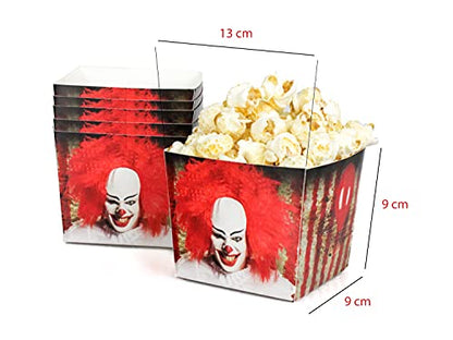 Selldorado 12x Halloween Popcorn Eimer - Popcorn Becher Clown Es - Popcorn Schüssel für den gruseligen Halloween Abend - Fingerfood Schalen, Snack-Teller (Behälter)