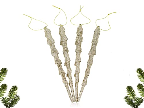 Selldorado® 8X Eiszapfen Weihnachtsbaum zum dekorieren - Baumschmuck Zapfen aus Kunststoff - Christbaumschmuck Eiszapfen in Gold und Silber 18,5 cm