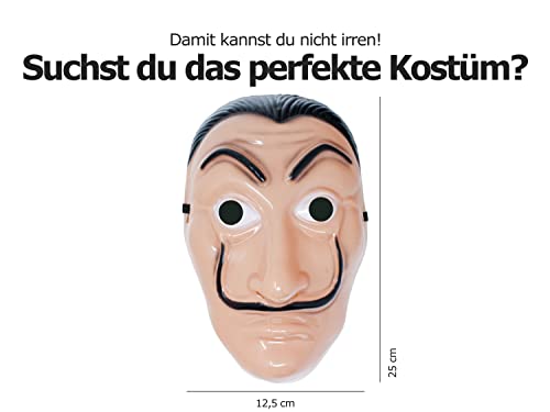 Selldorado® 1x Maske Haus des Geldes - Salvador Dali Maske - Casa del Papel - Bella Ciau Maske - Kostüm Haus des Geldes - Money mask - Fasching, Karneval, Halloween