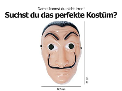 Selldorado® 1x Maske Haus des Geldes - Salvador Dali Maske - Casa del Papel - Bella Ciau Maske - Kostüm Haus des Geldes - Money mask - Fasching, Karneval, Halloween