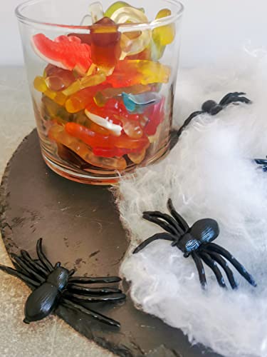 Selldorado® 12x Halloween Deko Spinnen aus Gummi - Kunstpinnen schwarz 8 x 5 cm - Spinnen Deko (12 Stück)