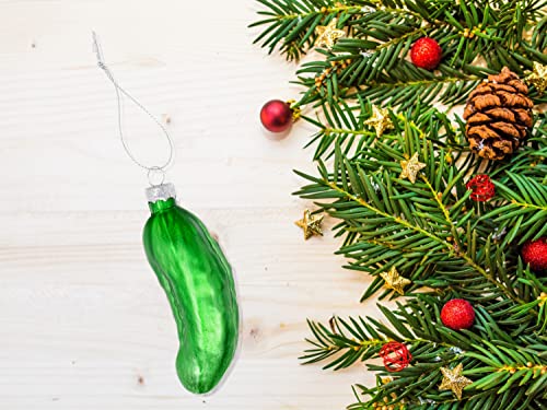 Selldorado® Glas Weihnachtsgurke groß, matt grün - die Gurke für den Weihnachtsbaum als Baumschmuck - Christbaumgurke, Glasgurke Weihnachtsdeko 10,5 cm