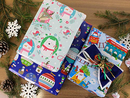 Selldorado® 6 Rollen Geschenkpapier Weihnachten für Kinder - Weihnachtsgeschenkpapier 2 m x 70 cm - Weihnachtspapier für Geschenke - Rollen Auswahl kann variieren