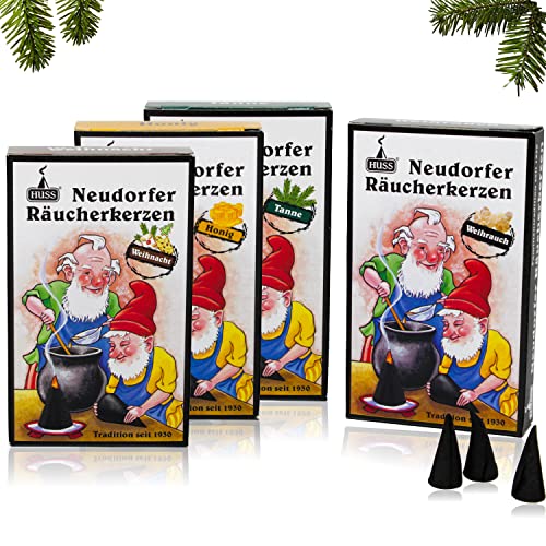 Selldorado 96x Räucherkerzen Weihrauch, Weihnacht, Tane Honig - Räucherstäbchen für Räuchermännchen - Räucherstäbchen Weihnachtsduft