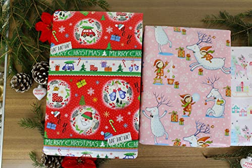 Selldorado® 6 Rollen Geschenkpapier Weihnachten für Kinder - Weihnachtsgeschenkpapier 2 m x 70 cm - Weihnachtspapier für Geschenke - Rollen Auswahl kann variieren