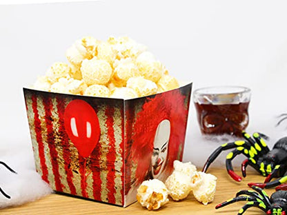 Selldorado 12x Halloween Popcorn Eimer - Popcorn Becher Clown Es - Popcorn Schüssel für den gruseligen Halloween Abend - Fingerfood Schalen, Snack-Teller (Behälter)