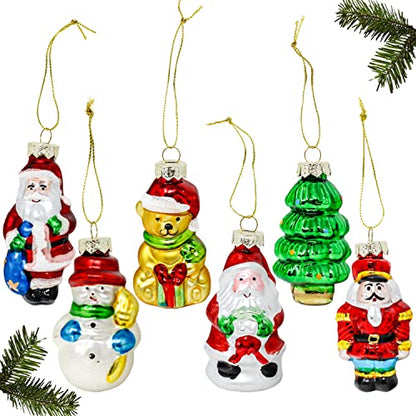 Selldorado® 6X Christbaumanhänger aus Glas, Weihnachtsanhänger, Christbaumschmuck, Weihnachtsbaum Deko (6 Stück)