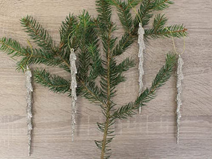 Selldorado® 8X Eiszapfen Weihnachtsbaum zum dekorieren - Baumschmuck Zapfen aus Kunststoff - Christbaumschmuck Eiszapfen in Gold und Silber 18,5 cm