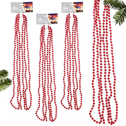 Selldorado 4X Weihnachtsbaum Kette - Kette Weihnachtsbaum 275 cm pro Christbaum Perlenkette - Perlengirlande Weihnachten Rot - Christbaumschmuck