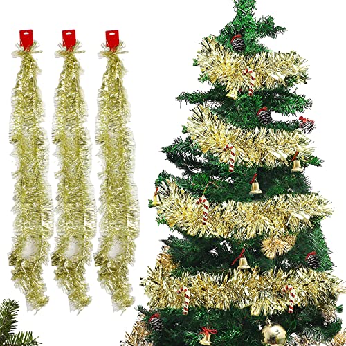 Selldorado Streifen Lametta für den Weihnachtsbaum in Silber und Gold - Staniol Lametta Silber zum dekorieren - Baumschmuck - Christbaum - Engelshaar